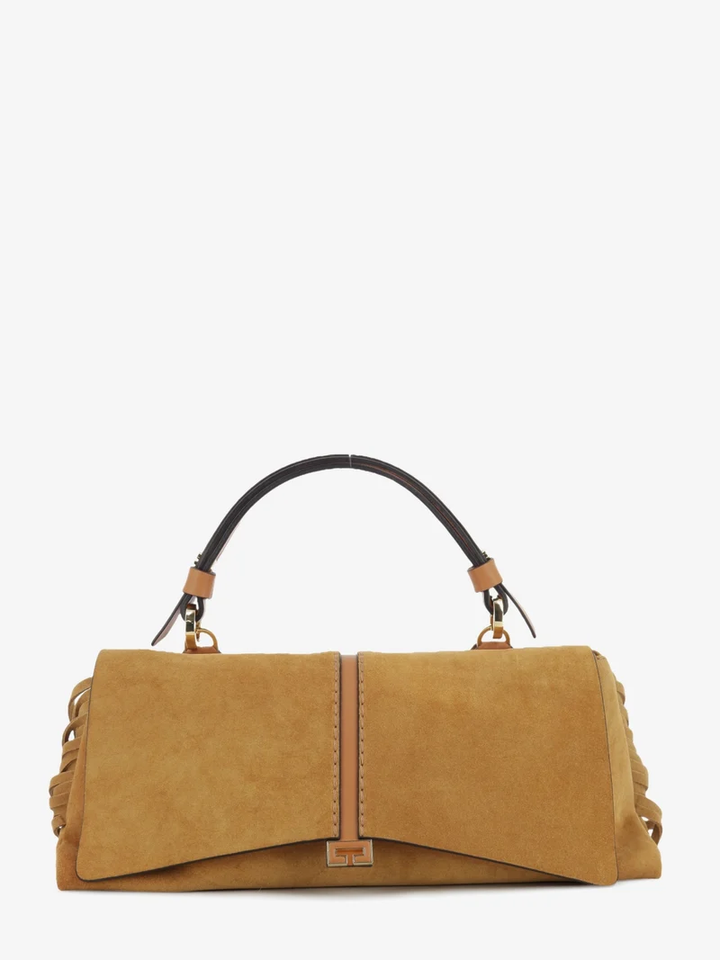 Borsa in suede con frange cuoio