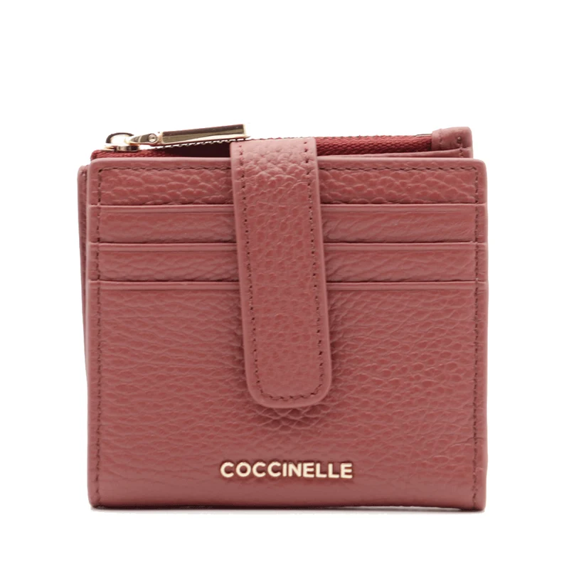 Portafoglio Donna Mini COCCINELLE in Pelle Colore Brandy Linea Metallic Soft