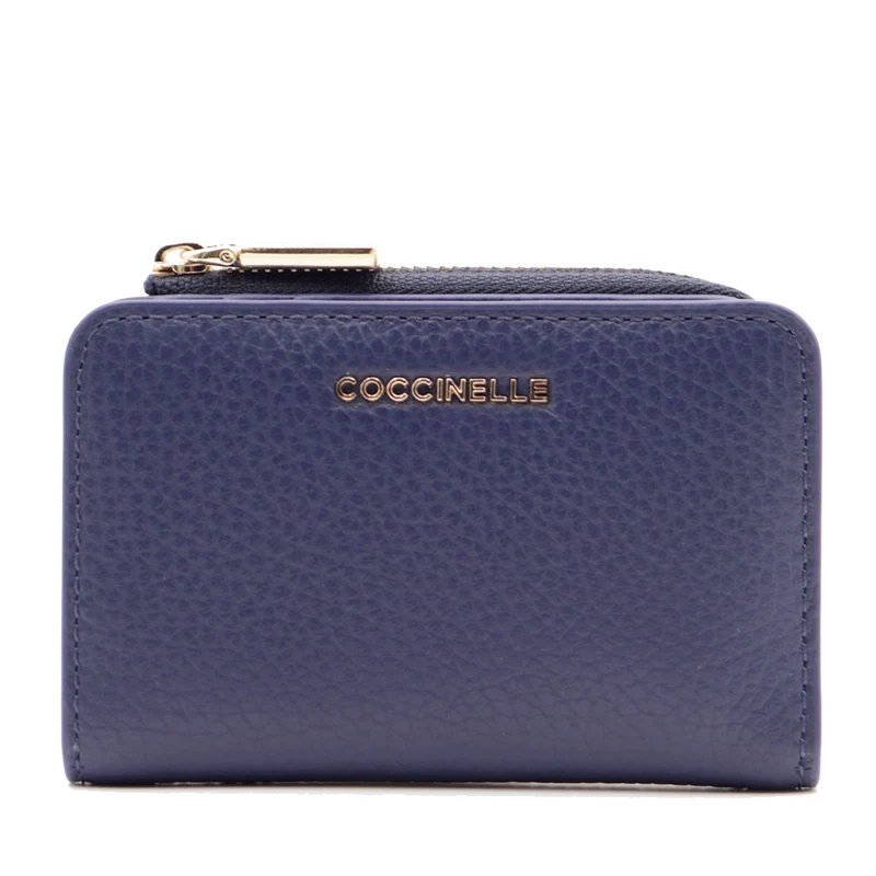 Portacarte Mini COCCINELLE in Pelle Linea Metallic Soft colore Royal Blue