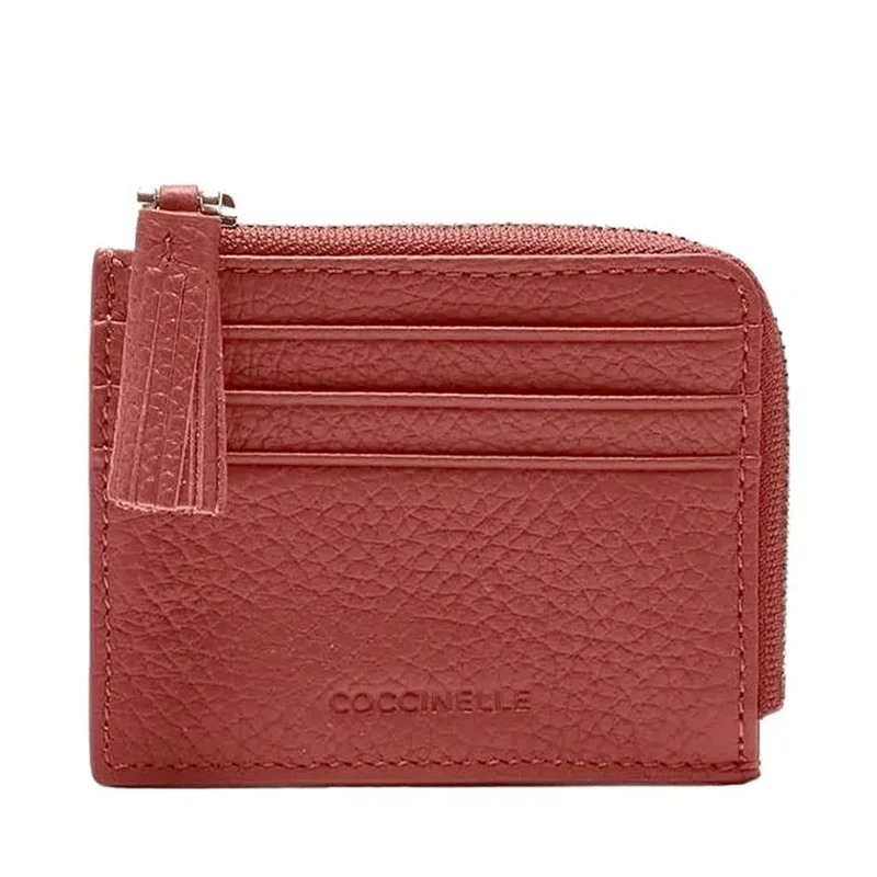 Portacarte Donna COCCINELLE in Pelle Colore Brandy Linea Tassel