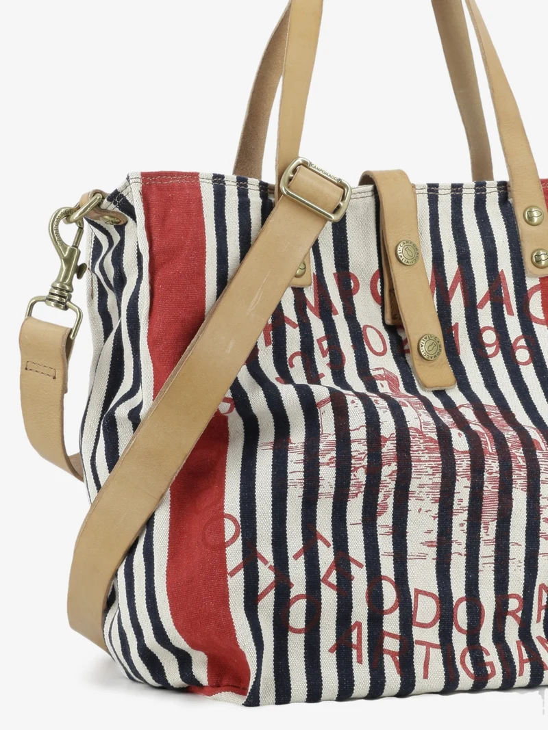 Shopper Genziana Teodorano a righe natural / bu / rosso