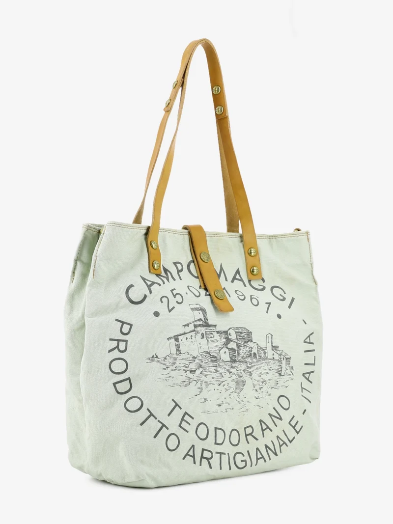 Borsa shopper Genziana stampa Teodorano verde acqua