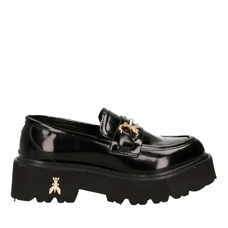 Mocassini Chunky PATRIZIA PEPE Girl linea Fly Strass in Pelle Lucida Nera