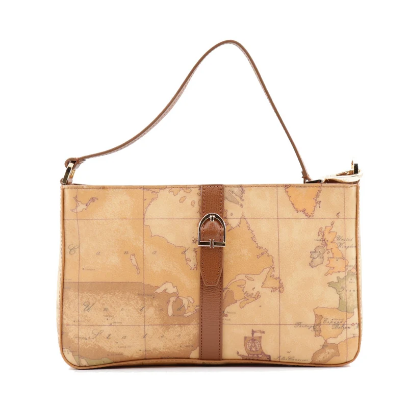 Pochette con Manichetto 1A Classe Alviero Martini linea Valley Geo colore Geo Classic e Castagna PP26