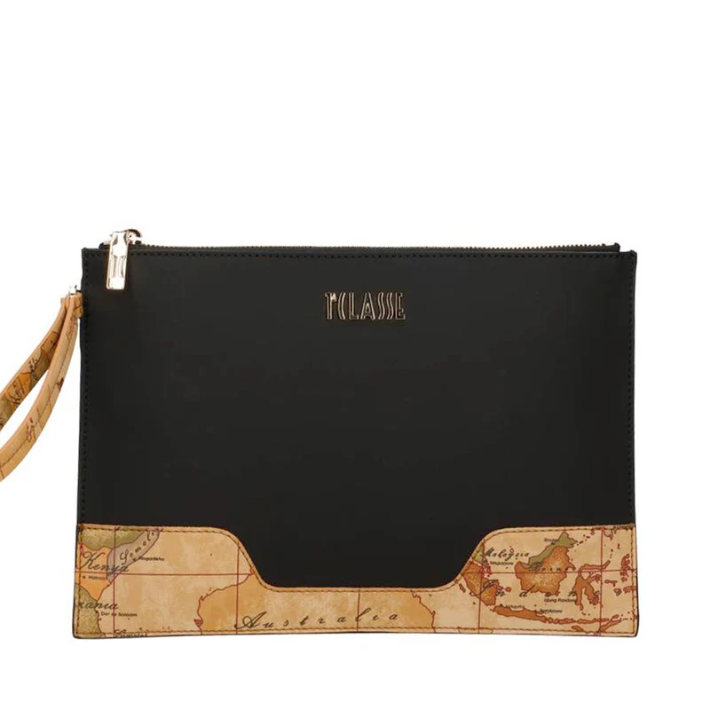 Clutch Donna 1A Classe Alviero Martini linea Frost Geo in Tessuto Gommato Nero PP55