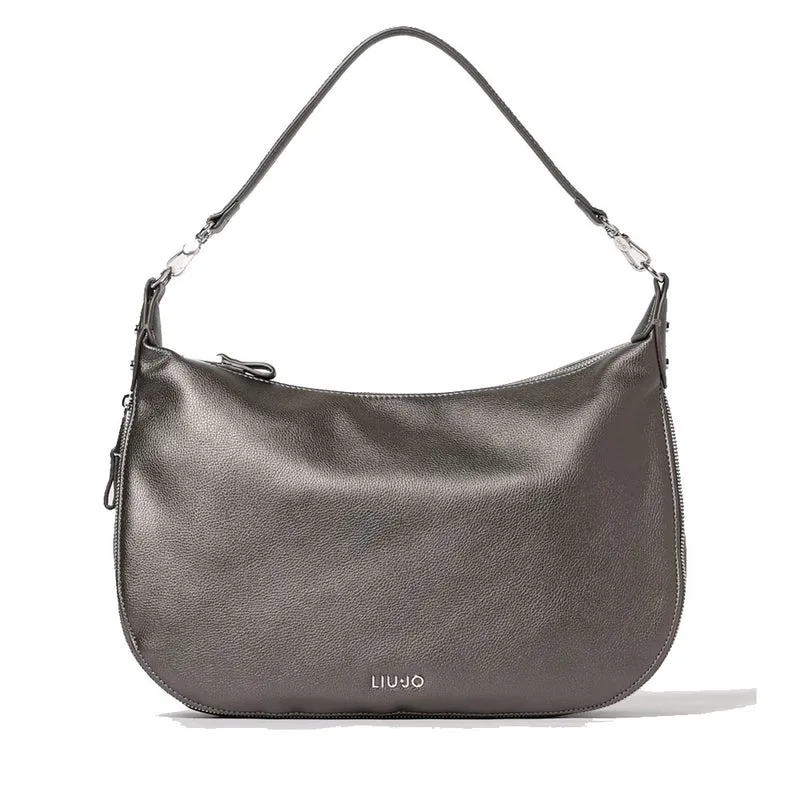 Hobo Bag Large con Tracolla LIU JO Better effetto Bottalato Antracite Metallizzato