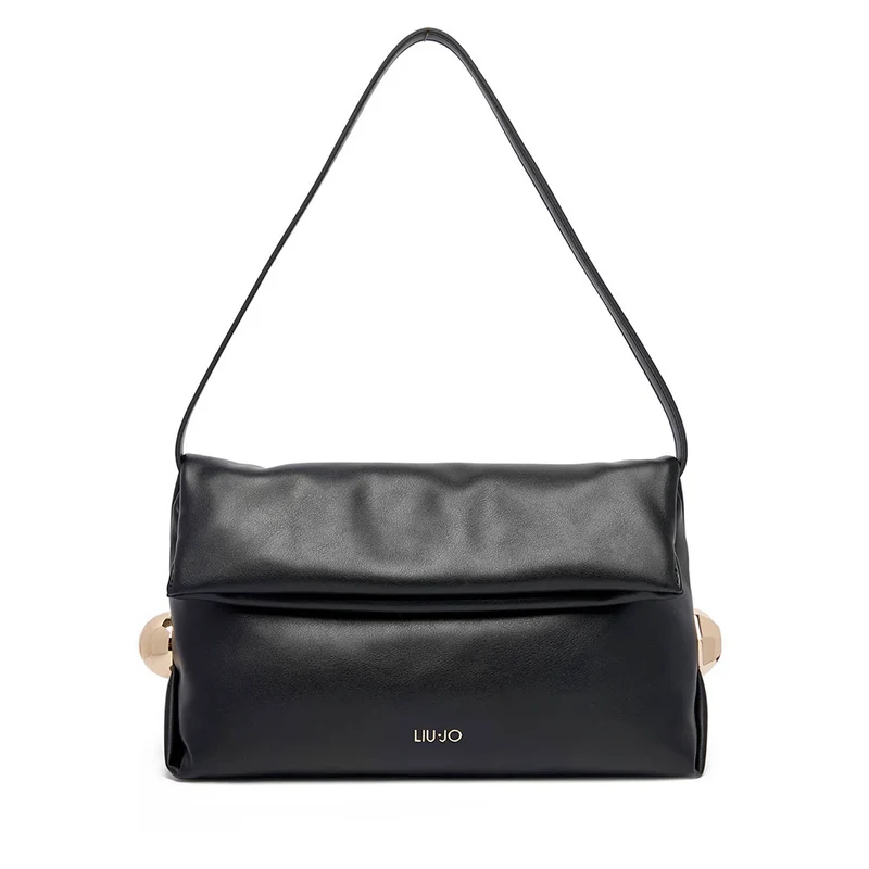 Borsa Donna a Spalla LIU JO effetto Bottalato Nero con Borchie Laterali