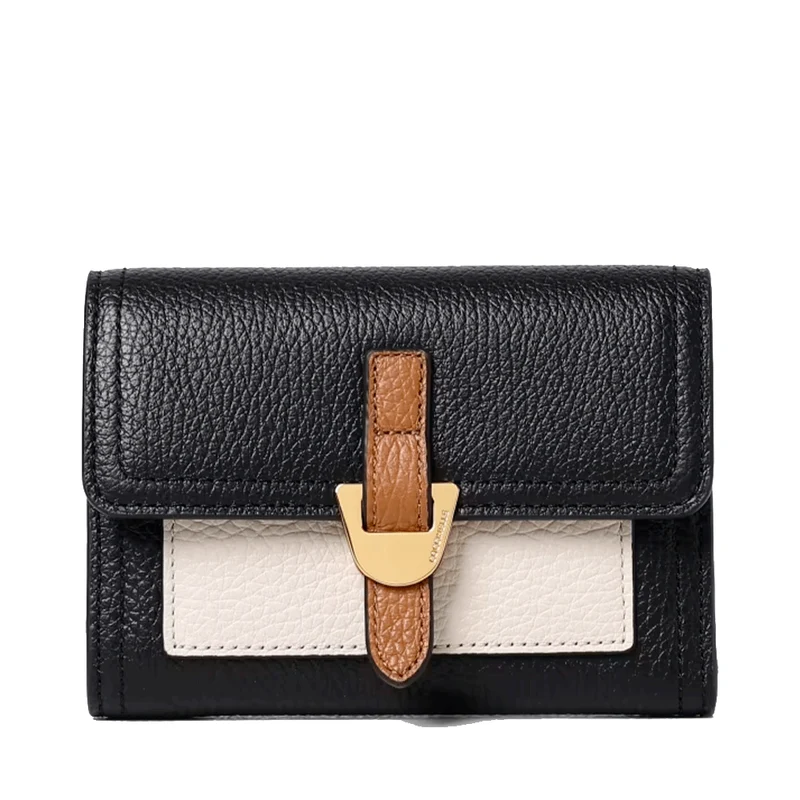 Portafoglio Donna COCCINELLE in Pelle Nero - Lambskin White - Cuir Linea Campus Multicolor