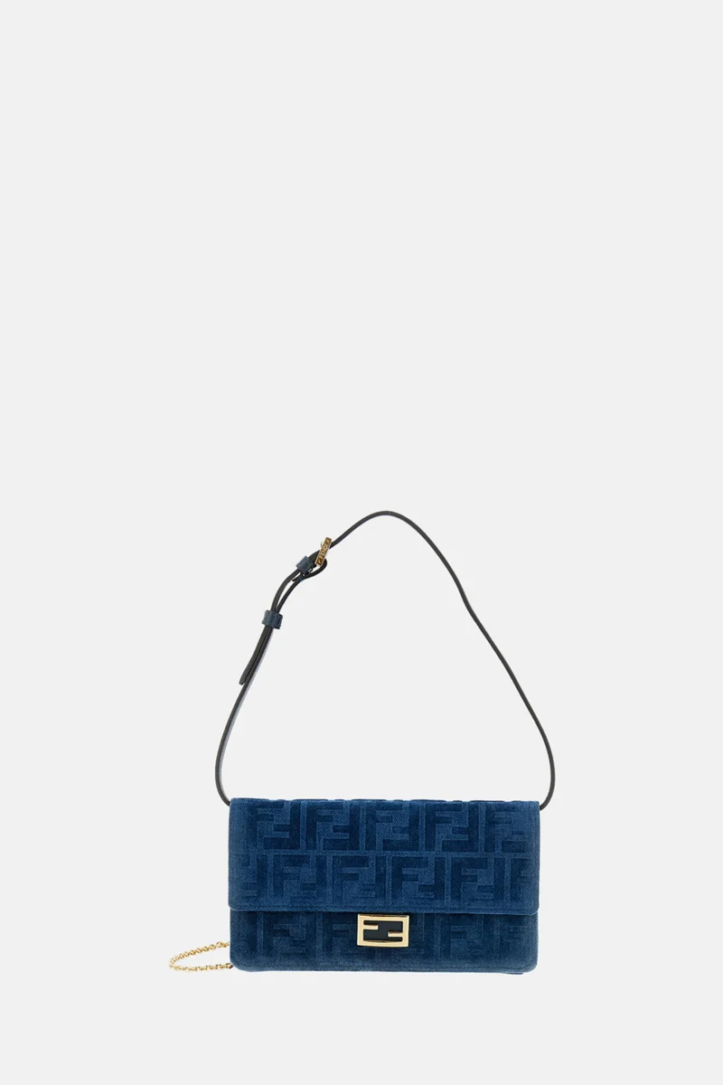 PORTAFOGLIO CON CATENA IN DENIM FLOCK