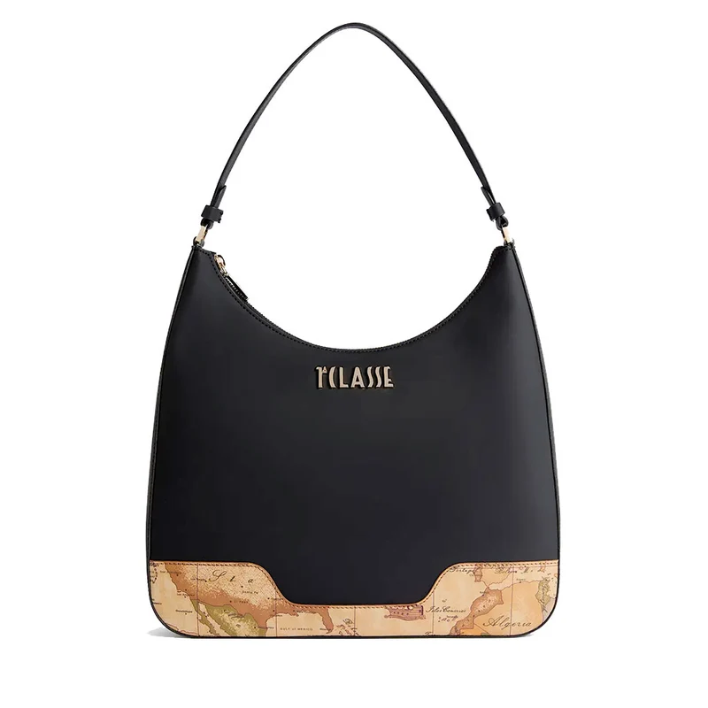 Hobo Bag Donna 1A Classe Alviero Martini linea Frost Geo in Tessuto Gommato Nero LD97