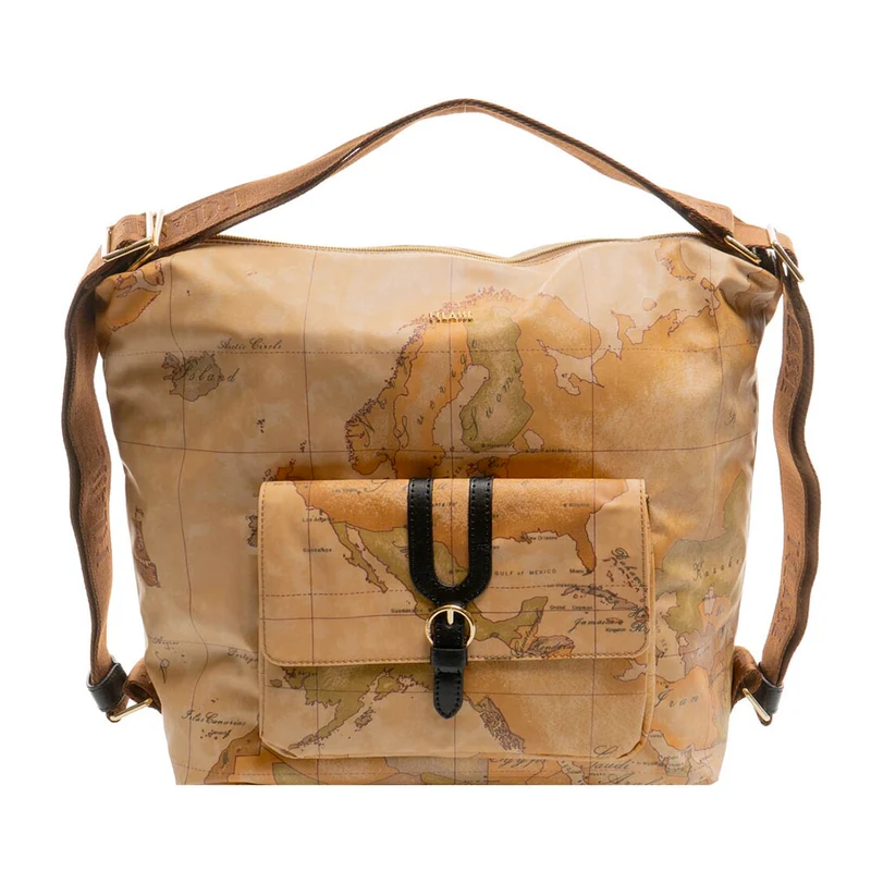 Borsa a Spalla Doppia Portabilità 1A Classe Alviero Martini linea Highland Soft Geo Classic e Nero LD35