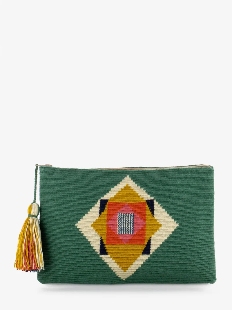 Clutch bag Vulture jade green / mustard