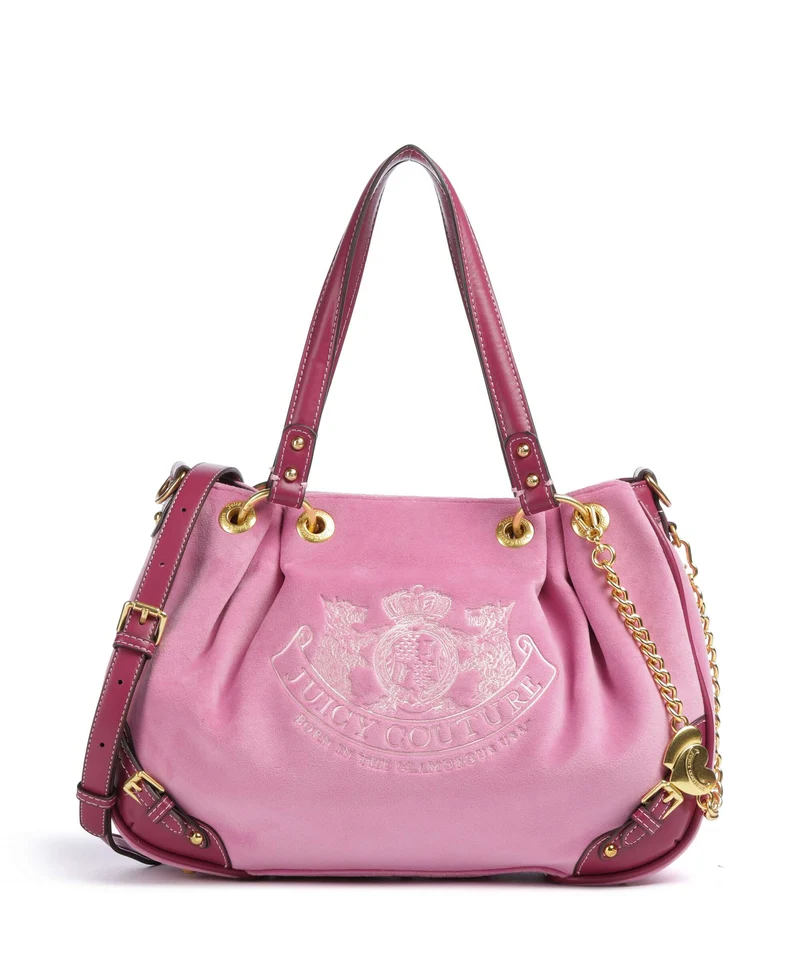 Juicy Couture Twig Narrative Velvet M Borsa hobo super pink