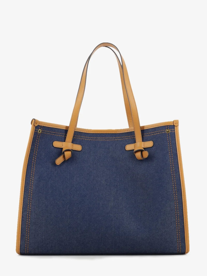 Borsa Marcella tessuto e pelle blu / mou