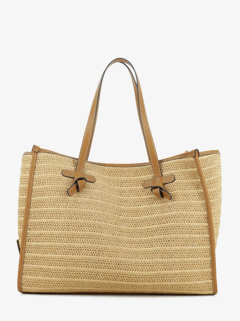 Borsa in tessuto e pelle Marcella beige