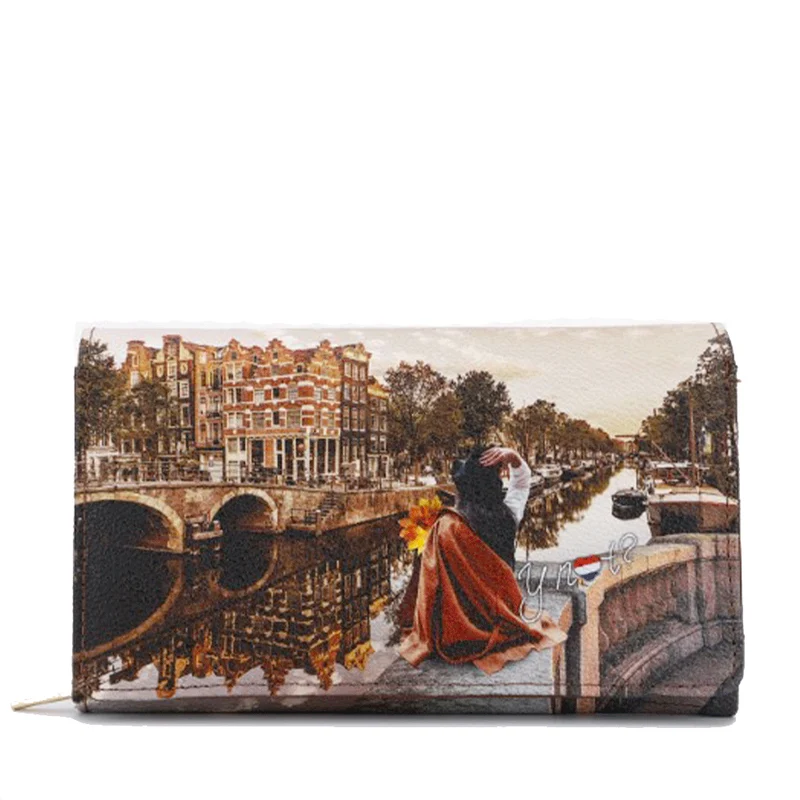 Portafoglio Donna Y NOT Chiuso con Bottone YES-364 Stampa Autumn in Holland