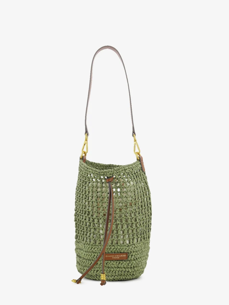 Borsa secchiello Nefeli in paglia verde