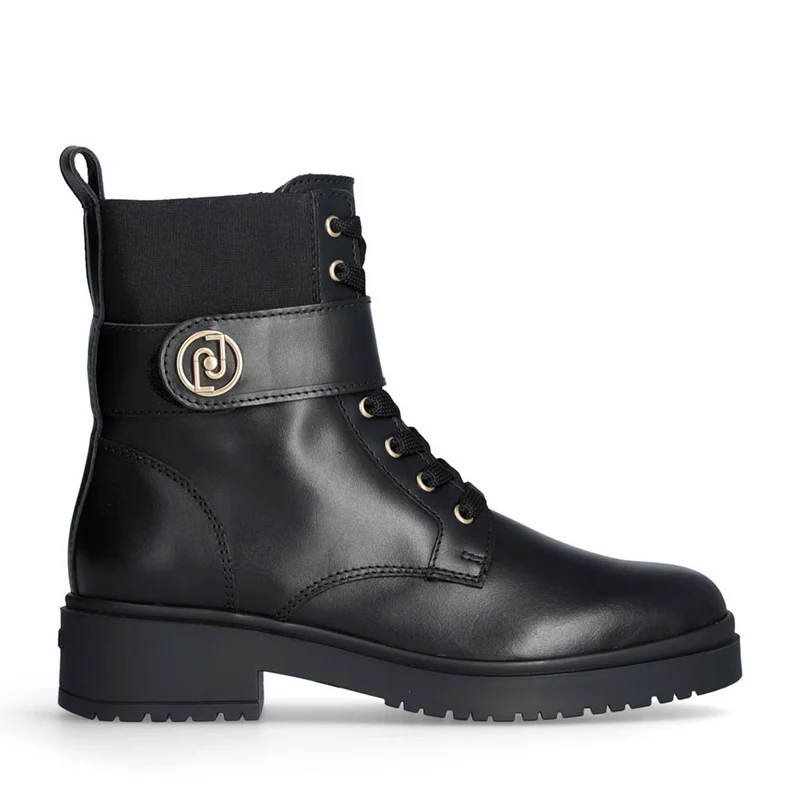 Anfibi Donna LIU JO New Nancy Eco 2-1 in Pelle Nera con Inserto Elastico
