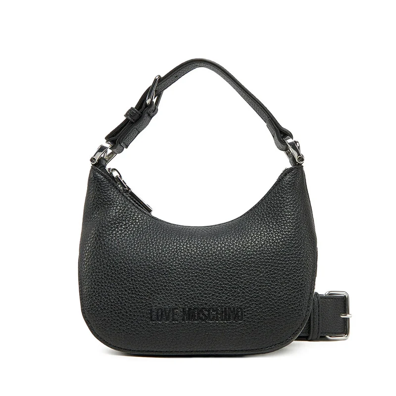 Hobo Bag Mini LOVE MOSCHINO linea Giant Logo colore Nero e Nikel
