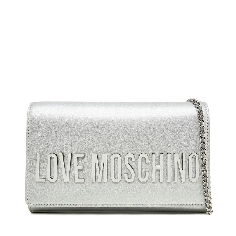 Clutch Donna LOVE MOSCHINO linea Smart Daily Bag Lettering Logo Metallic Silver