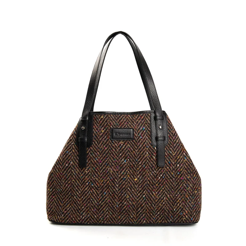 BROWN AND BLACK TOTE BAG