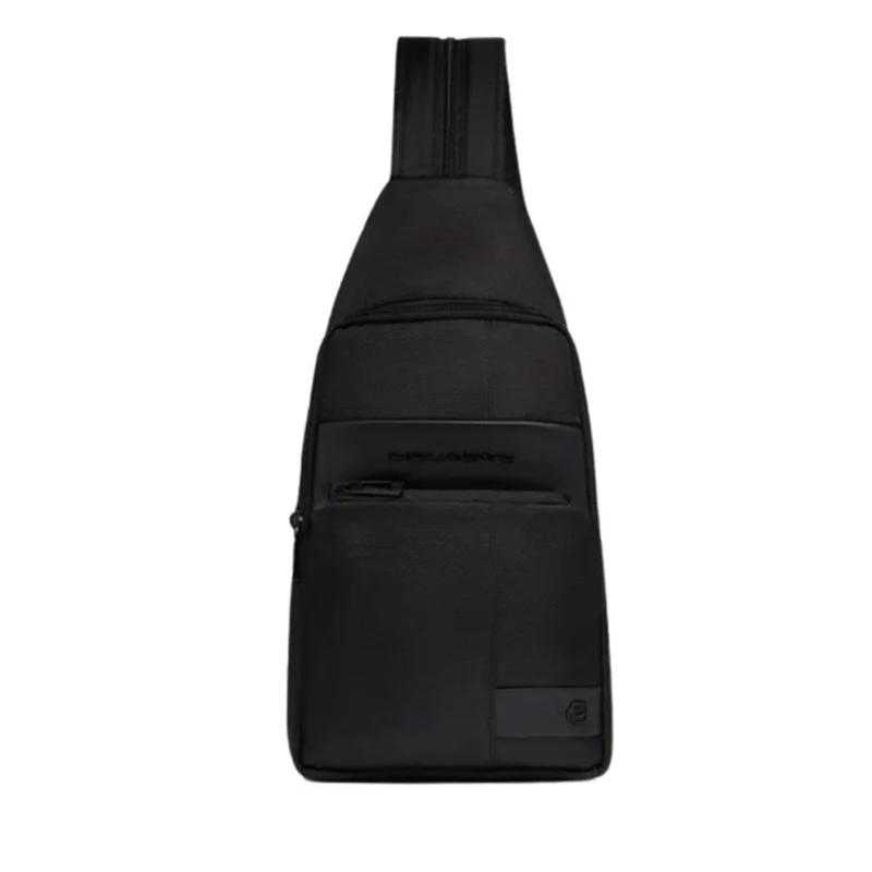 Monospalla Porta iPad mini PIQUADRO in Tessuto e Pelle Colore Nero linea Wollem - CA6540W129