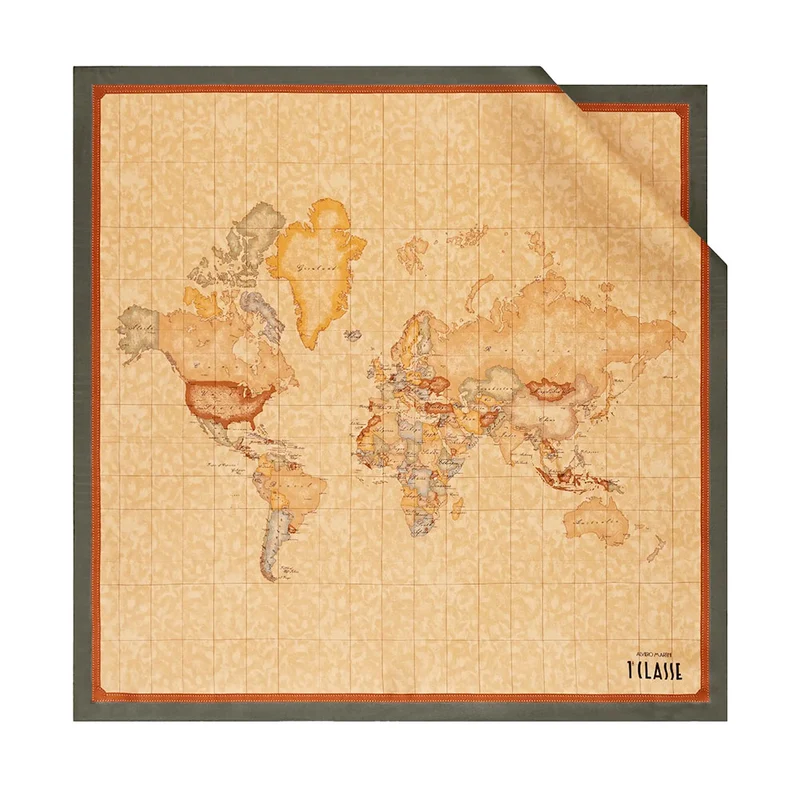 Foulard 70 x 70 cm 1A Classe Alviero Martini in Seta stampa Geo Classic e Verde Muschio 3170