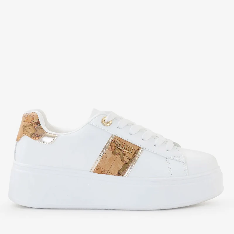 Sneakers Platform 1A Classe Alviero Martini in Eco Nappa Bianca con Banda Geo Classic 1300