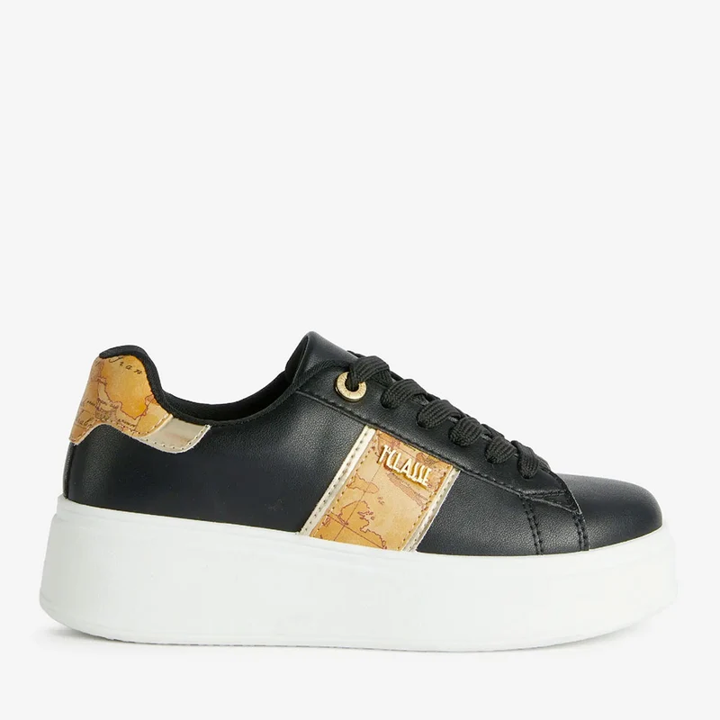 Sneakers Platform 1A Classe Alviero Martini in Eco Nappa Nera con Banda Geo Classic 1300