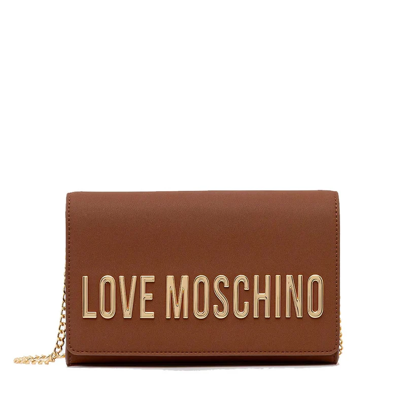 Clutch Donna con Tracolla LOVE MOSCHINO linea Smart Daily Bag Lettering Logo color Castagna