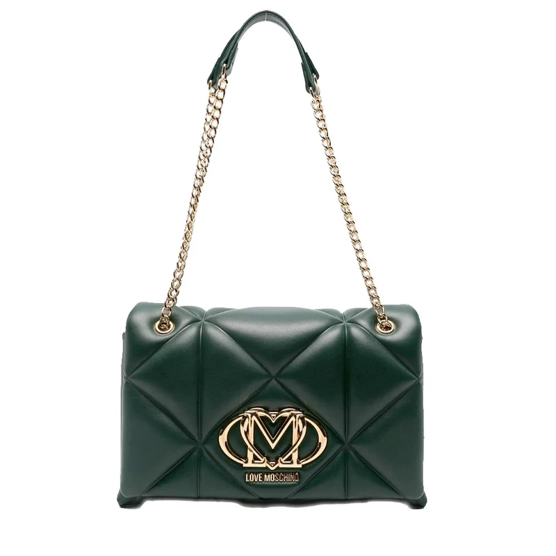 Borsa a Spalla e a Tracolla Trapuntata LOVE MOSCHINO linea Embossed Verde