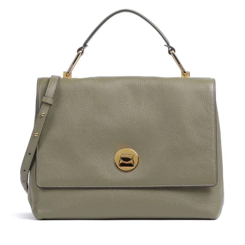 Borsa Donna a Mano COCCINELLE in Pelle linea Liya colore Laurel Green - Fondant Brown