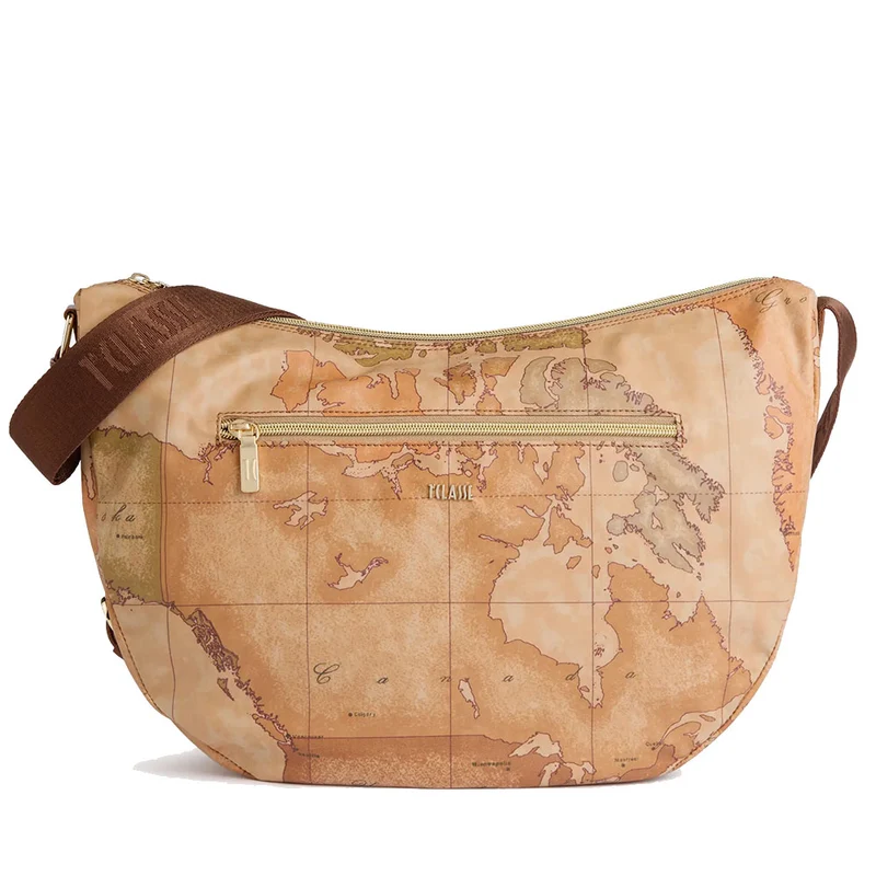 Mezzaluna Grande a Tracolla 1A Classe Alviero Martini linea Highland Soft Geo Classic e Castagna LD36