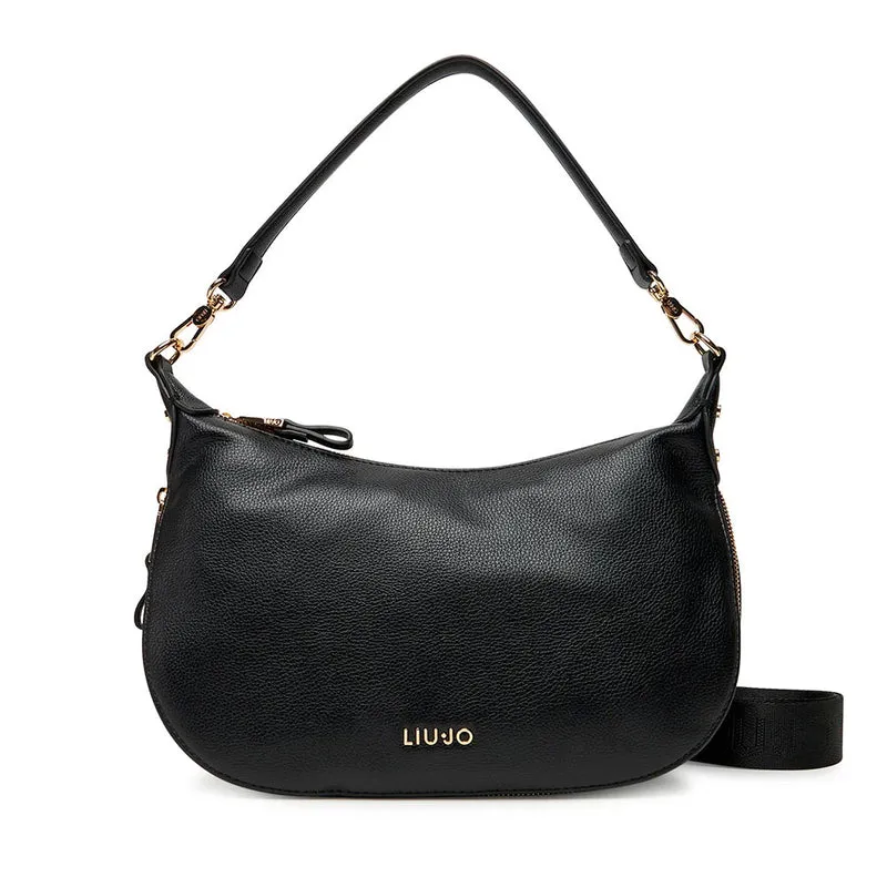 Hobo Bag Media con Tracolla LIU JO Better effetto Bottalato Nera