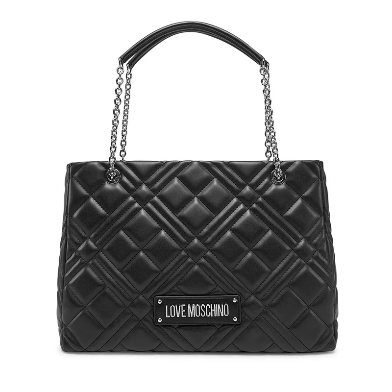 Shopping Bag Trapuntata LOVE MOSCHINO linea Quilted colore Nero e Nikel