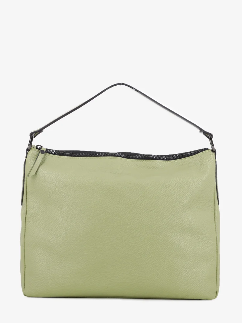 Borsa a spalla Calipso L in pelle martellata celadon