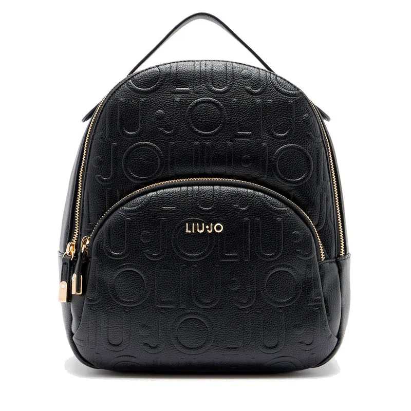 Zaino Donna LIU JO Better Effetto Bottalato con Logo in Rilievo Nero