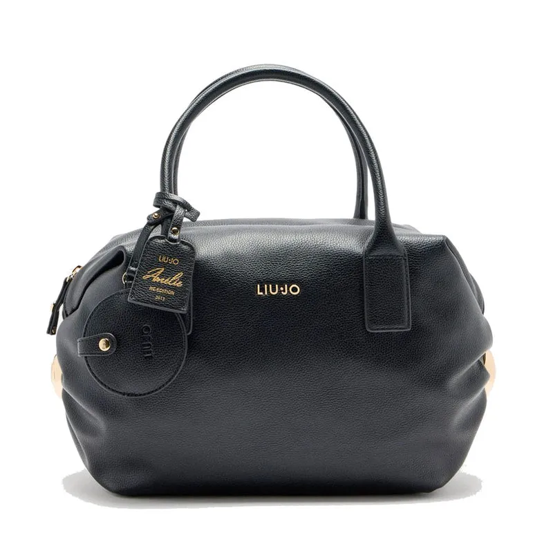 Bauletto Medio Donna LIU JO effetto Bottalato Nero con Charm