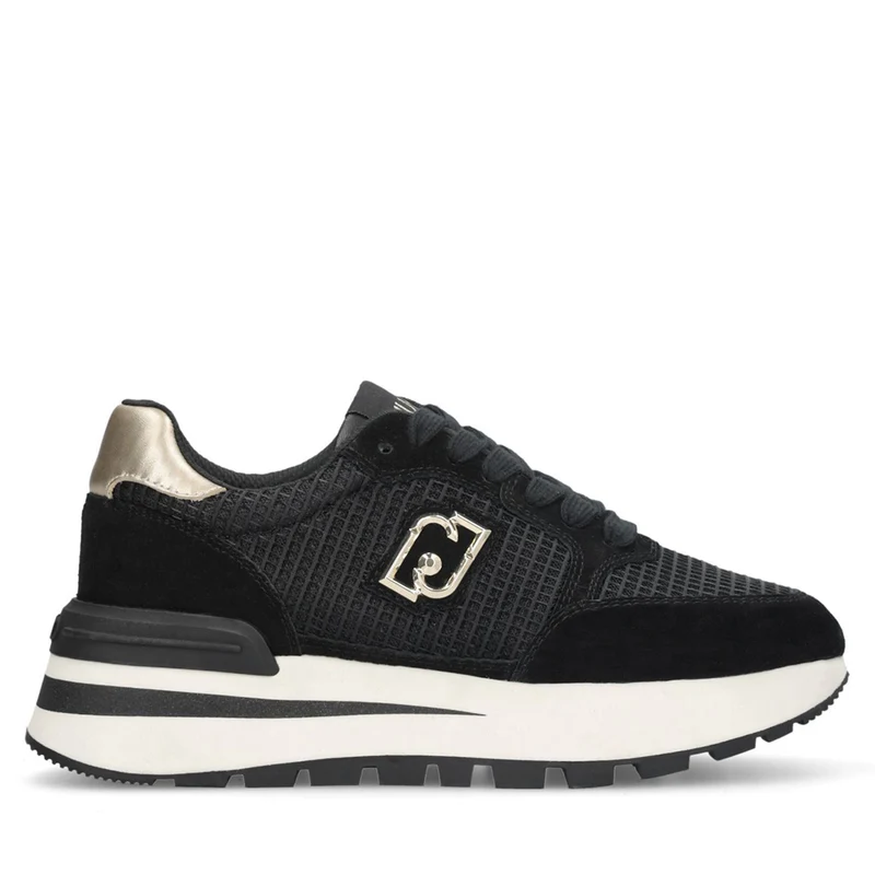 Sneakers Platform LIU JO Amazing 25 in Suede e Mesh Black Light Gold