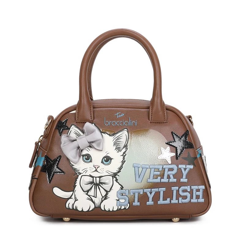 Bauletto Donna a Mano BRACCIALINI linea Allround Marrone stampa Pets