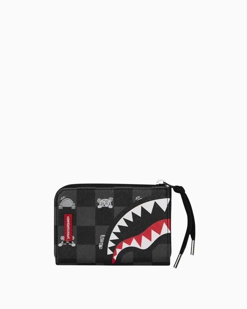 SPRAYGROUND GRAY PEEKING CHARACTER CHECK wallet