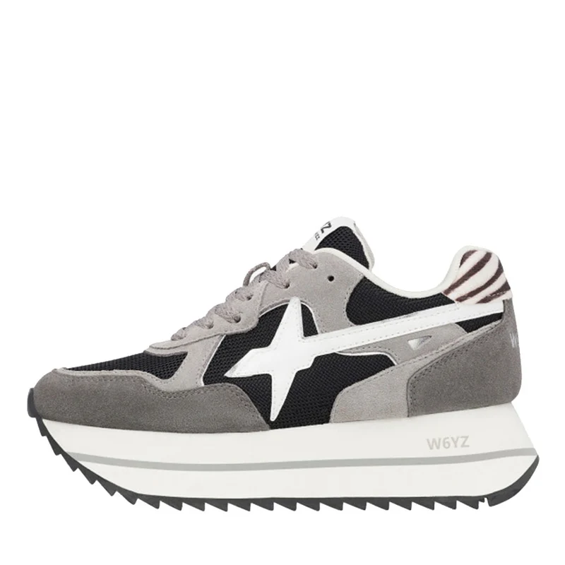 Sneakers Platform Donna W6YZ Deva-W. in Tessuto Tecnico e Suede Anthracite Black Grey