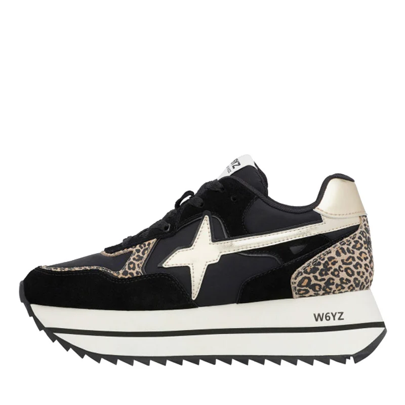 Sneakers Platform Donna W6YZ Deva-W. in Tessuto Tecnico e Suede Black Platinum Brown