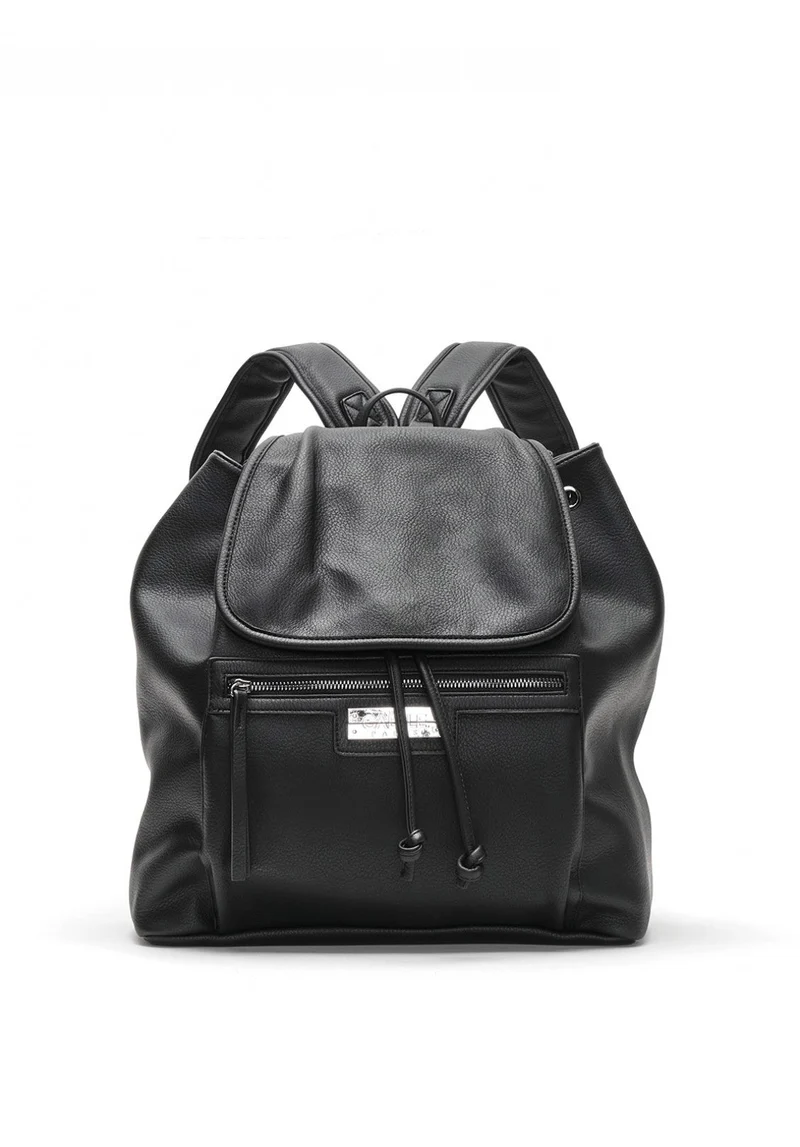Zaino unisex in ecopelle con placca in metallo