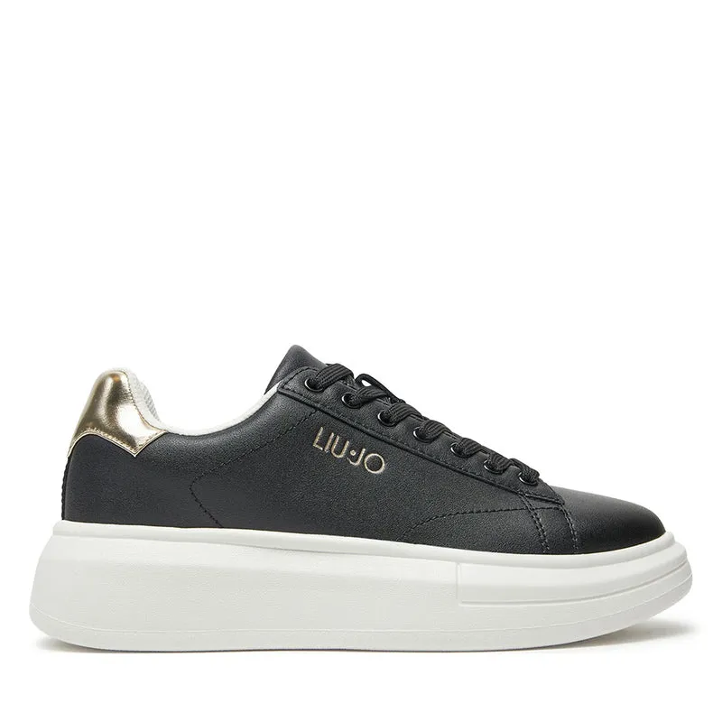 Sneakers Platform LIU JO Babol 01 in Pelle Nera con Inserti Oro