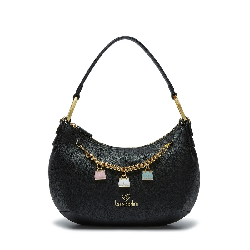 Borsa Mezzaluna a Spalla BRACCIALINI linea Beth Nera