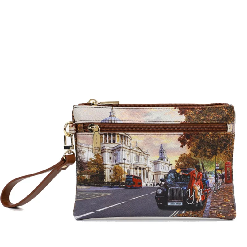 Pochette Donna con Zip Y NOT YES-342 Stampa London Tourist