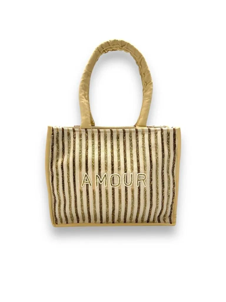 LOVEme Borsa in tela con perline e zip (38x30x13cm)