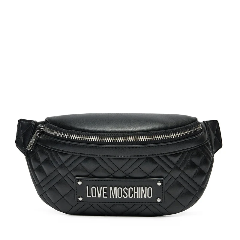 Marsupio Trapuntato LOVE MOSCHINO linea Lettering Logo Nero e Nikel