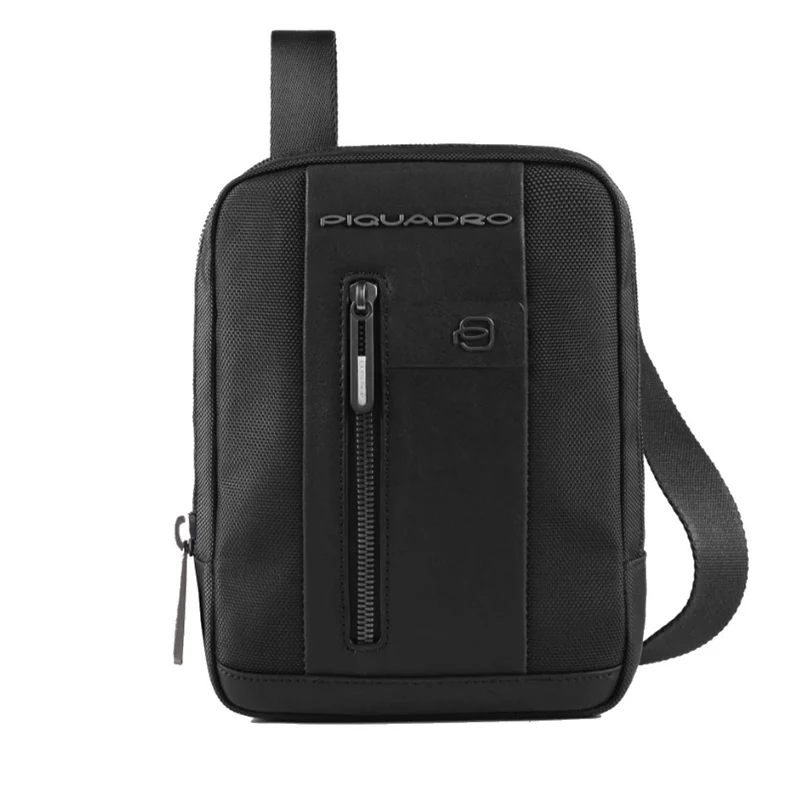 Borsello Uomo Porta iPad Mini PIQUADRO linea Brief 2 in Tessuto e Pelle Colore Nero -CA3084BR2